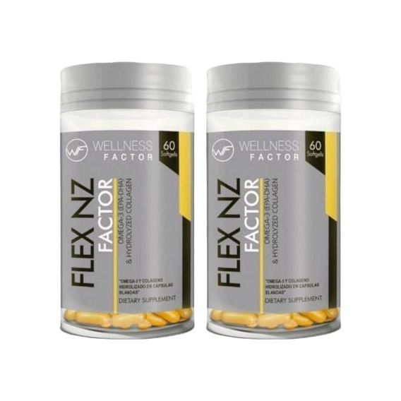 2 Frascos Flex Nz - Wellness Factor - Omega-3 Y Colageno