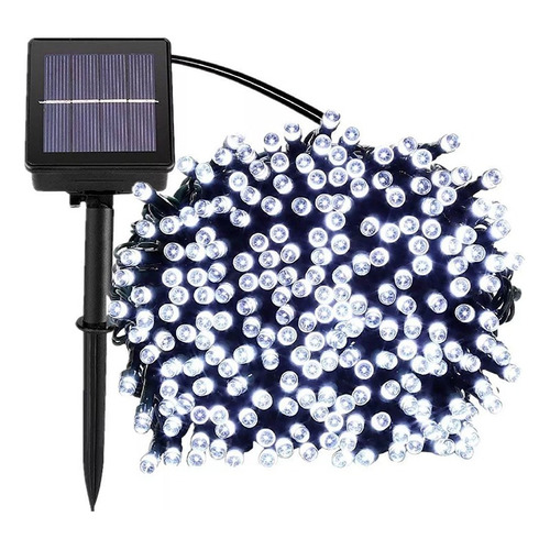 Luces De Navidad Energía Solar 200 Led Blanco Frio 20 Metros