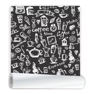 Papel De Parede Cozinha Cantinho Do Cafe Coffe 3x50cm