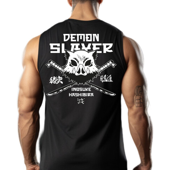 Playera Deportiva Sin Mangas Inosuke Anime Demon Slayer 