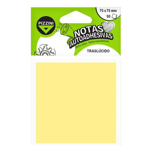 Nota Taco Autoadhesivo Pizzini 75 X 75 Traslucido 50 Hjs Color Amarillo