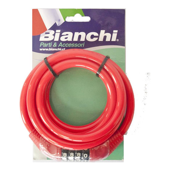 Candado Bianchi 422 10x1800 Neon Red C/clave Intercamb