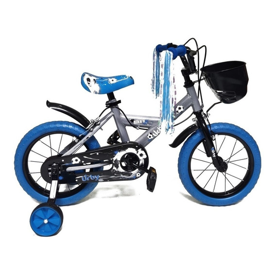 Bicicleta paseo Dencar 217124 color azul con ruedas de entrenamiento  