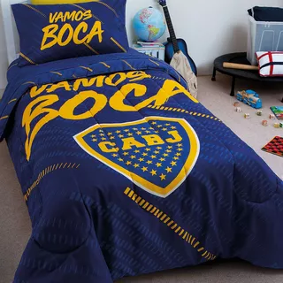 Kit Acolchado + Jgo De Sabanas Infantil Juvenil Boca