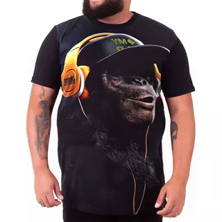 Camiseta Plus Size Gorila Ouvindo Música 1061