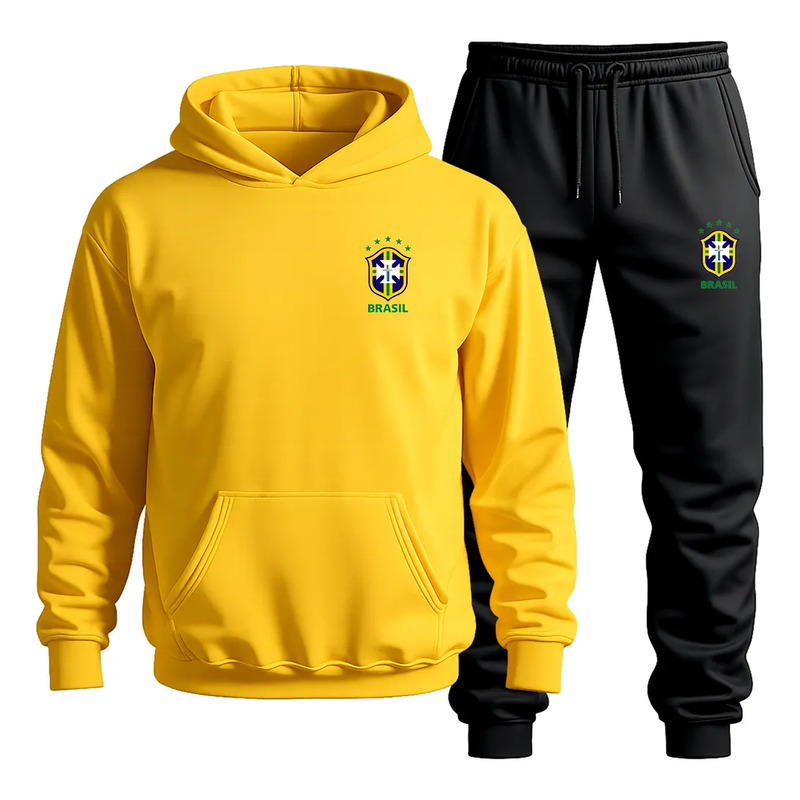 Conjunto Moletom Canguru Calça Blusa Seleção Brasileira