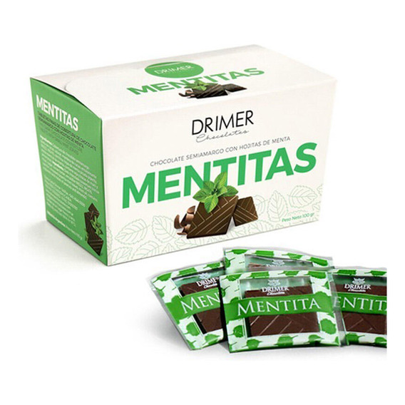 Chocolate Semiamargo Con Menta Mentitas Drimer 5 G X 20 U