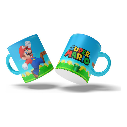 Mugs Mario Bros Pocillo X 36 Unid Fiestas Sorpresa Recordato Color Celeste