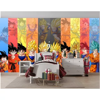 Papel De Parede Adesivo Decorativo Goku Dragon Ball Z 4mt²