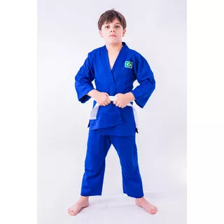 Kimono Infantil Liso Reforçado Azul  + Faixa Branca Grátis