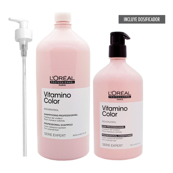 Loreal Vitamino Color Kit Shampoo 1500ml + Enjuague 750ml