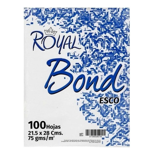 Papel Bond Royal Blanco Carta 21.5 X 28 75 C/100