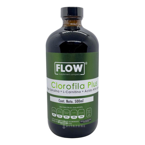 Clorofila Plus Carnitina Acido Alfa Lipoico 500 Ml Flow Sabor Menta