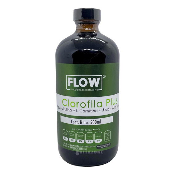 Clorofila Plus Carnitina Acido Alfa Lipoico 500 Ml Flow Sabor Menta