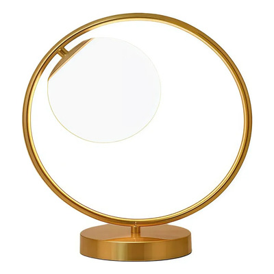 Lampara Velador Aydi Red Dorado Globo Opal Apto Led E27 Ld Dorado Blanco