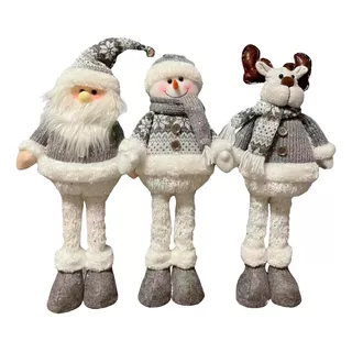 3 Monos Patas Larga Pascuero Reno Mono Nieve Muñecos Navidad Color Gris Premium