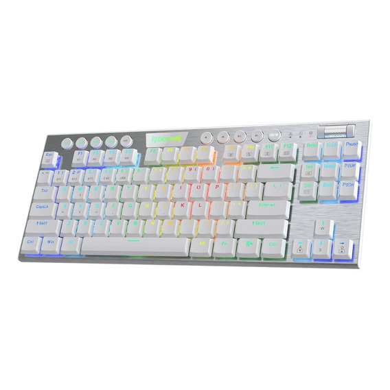 Teclado Gamer Inalámbrico Redragon Horus K621w Tkl Blanc Rgb Idioma Español Latinoamérica Color Del Teclado Blanco