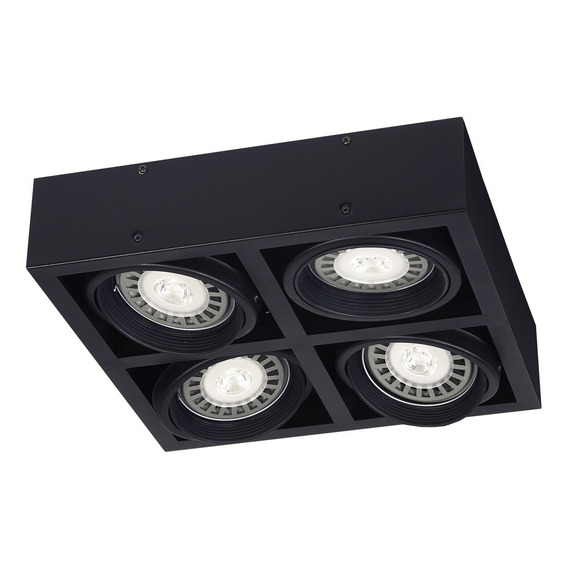 Aplique Plafon Box Ar111 Cardanico 4 Luces Led Blanco Negro