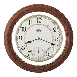 Reloj De Pared Analógico Bulova C4596 Con Diseño Vintage  Negro