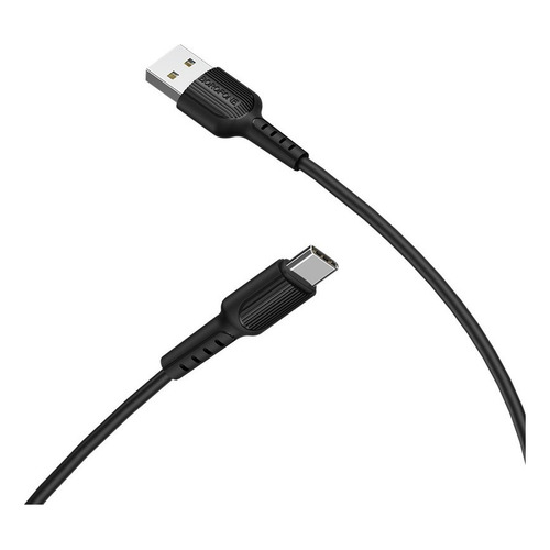 Cable De Carga Resistente Para iPhone Micro Tipo C Borofone Color Negro-Tipo C