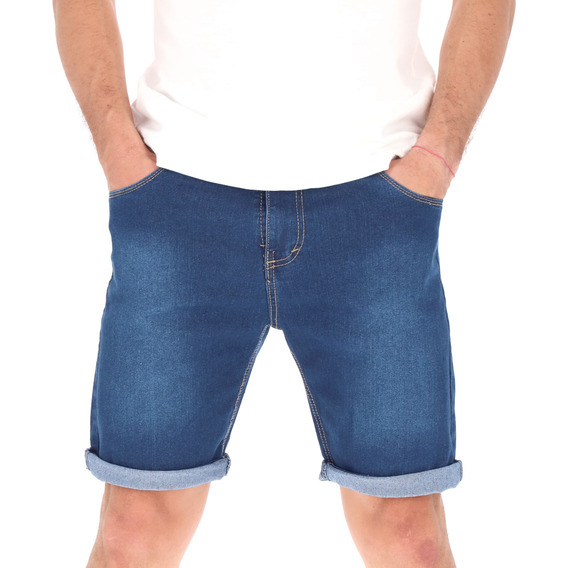 Bermuda Para Hombre De Mezclilla Slim Pantalones Cortos Moda