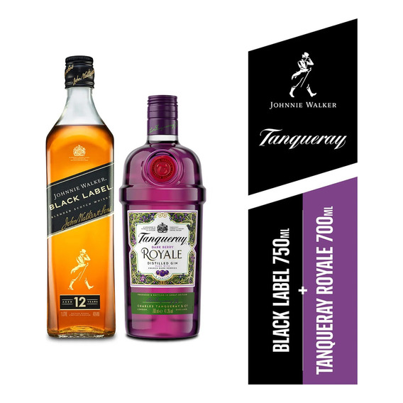 Pack Whisky Johnnie Walker Black 750cc + Gin Tanqueray 700cc