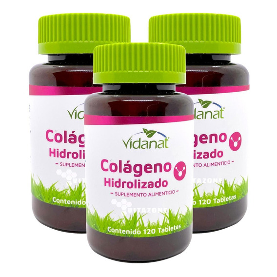 Colágeno Hidrolizado Vidanat 120 Tabletas (3 Frascos)