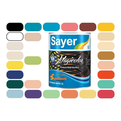 Pintura Vinilica Acrilica Lavable Sayer Magicolor 4 Lt Color Verde Esmeralda Vg-0400