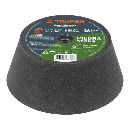 Copa Desbaste Piedra 5'' Grano 36 Ent. 5/8 Truper 13787