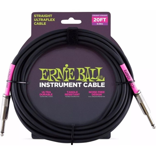 Ernie Ball P06046 Cable Instrumento Plug Plug 6 Metros Negro