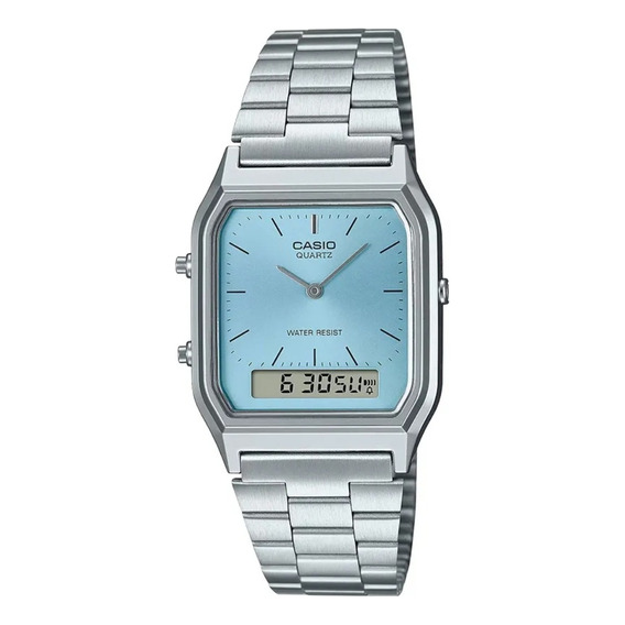 Reloj Casio Aq-230 Análogo Digital Plateado Retro