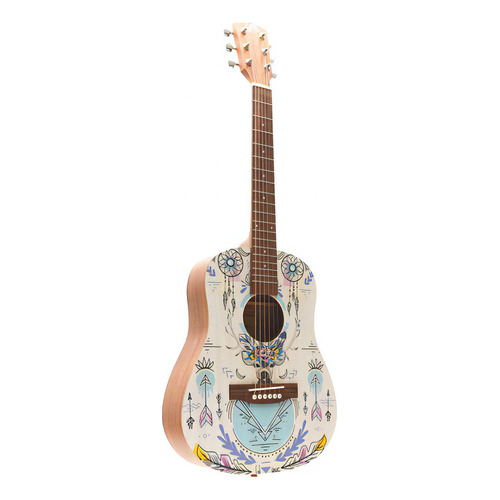Guitarra Acústica Bamboo Baby Indie Con Funda Color Blanco Material del diapasón Nogal Orientación de la mano Diestro