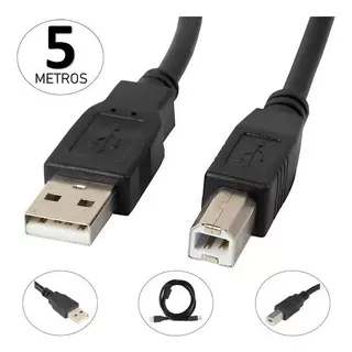 Cabo Usb A/b 2.0 5 Metros Preto - Dex