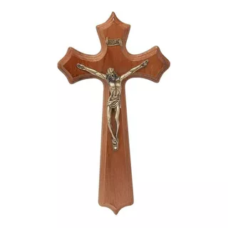 Crucifixo Tradicional Moldado Madeira De Parede 25cm
