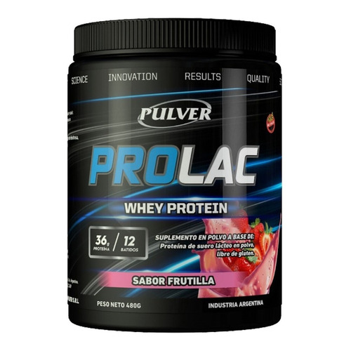 Suplemento en polvo Pulver  Prolac Whey Protein proteínas sabor frutilla en pote de 480g