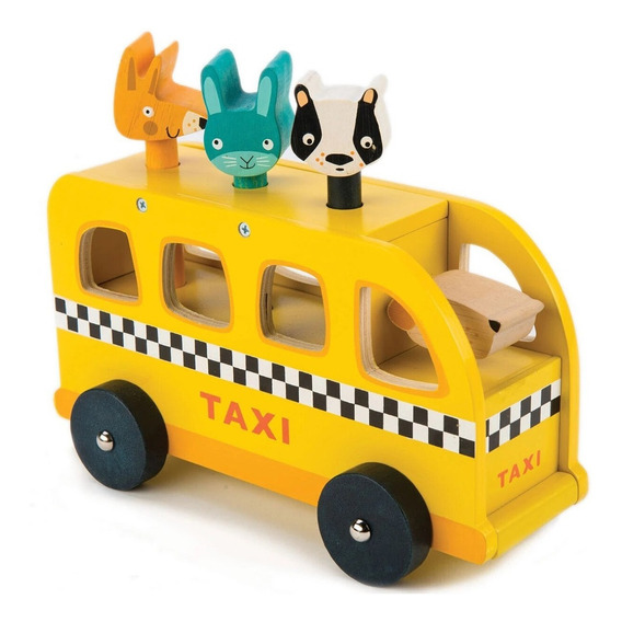 Juguete De Madera Tender Leaf Taxi Con Animales Febo