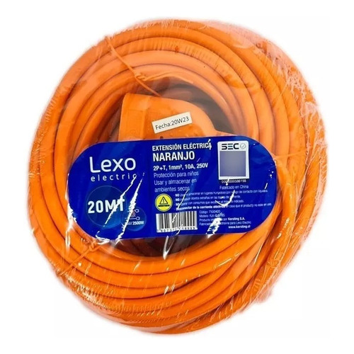 Alargador Simple Naranjo Lexo® 1 Toma / 20 M