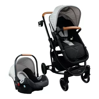 Coche Para Bebe Tipo Moises + Portabebe Prima Bebesit Beige Color Gris