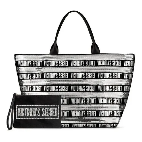 Bolsa Victoria s Secret Plateada 5 Pz Mayoreo Neceser Tote