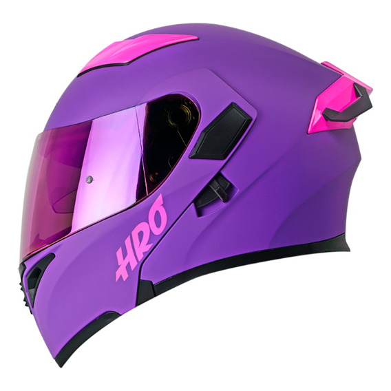 Casco Abatible De Moto Hro 3400 Evo Solid Morado/ Fucsia Dot