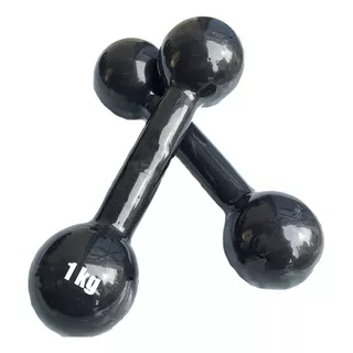 Peso Par De Halter Emborrachado 1kg Bola (cotonete) Preto