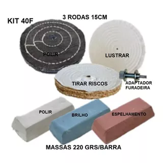 Kit 40 Polimento Brilho Armas Inox Alum Rodas Baús  