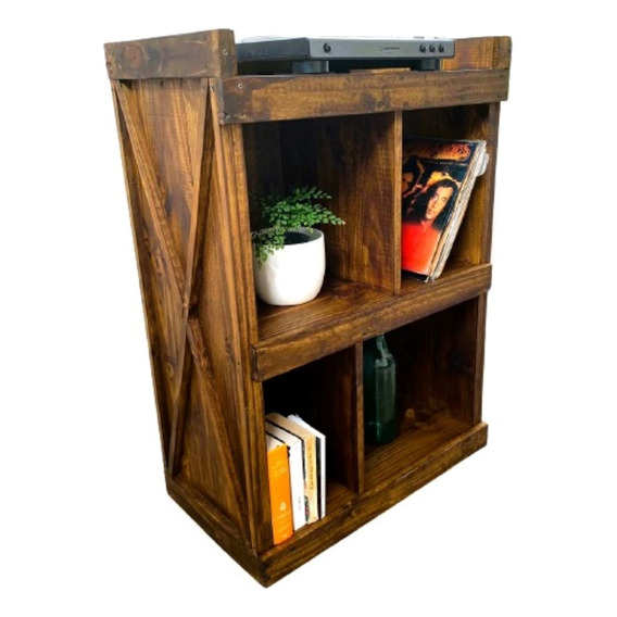 Mueble Para Tornamesa Y Vinilos  -  Madera De Pino