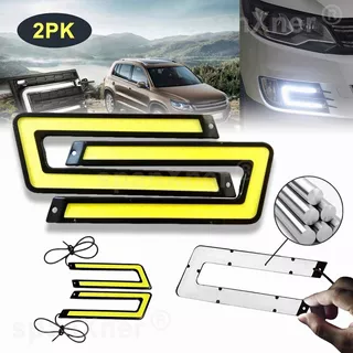 Luz Diurna 2pk Cob Led Auto Moto Cambus Foco Faro Drl Niebla