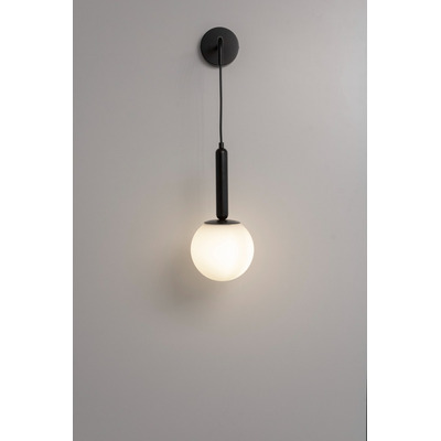 Aplique Pared Lucy Negro Opal Apto Led E27 Deco Moderno 
