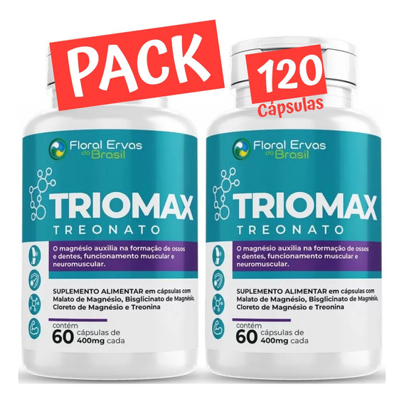 Magnésio L-treonato Dimalato Triomax - Pack 120 Cápsulas