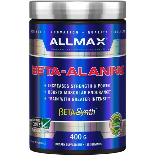 Pre Entreno Allmax Beta Alanina 400 Gramos 125 Porciones Sabor Sin sabor
