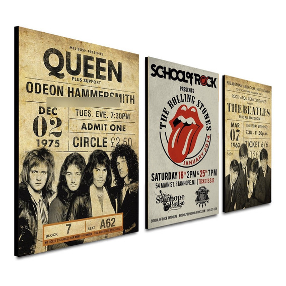 Triptico 60x25 Cms Decorativo Poster Rock Legends