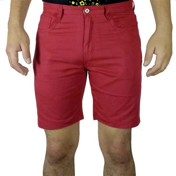 Bermuda Moda Drill Para Hombre - Rojo