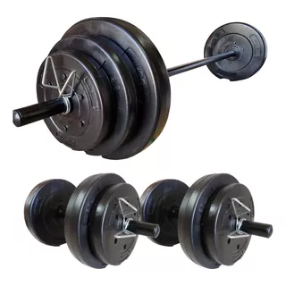 Barra 1.50 + 2 Mancuernas + 60 Kg Discos Local Combo Kit Gym